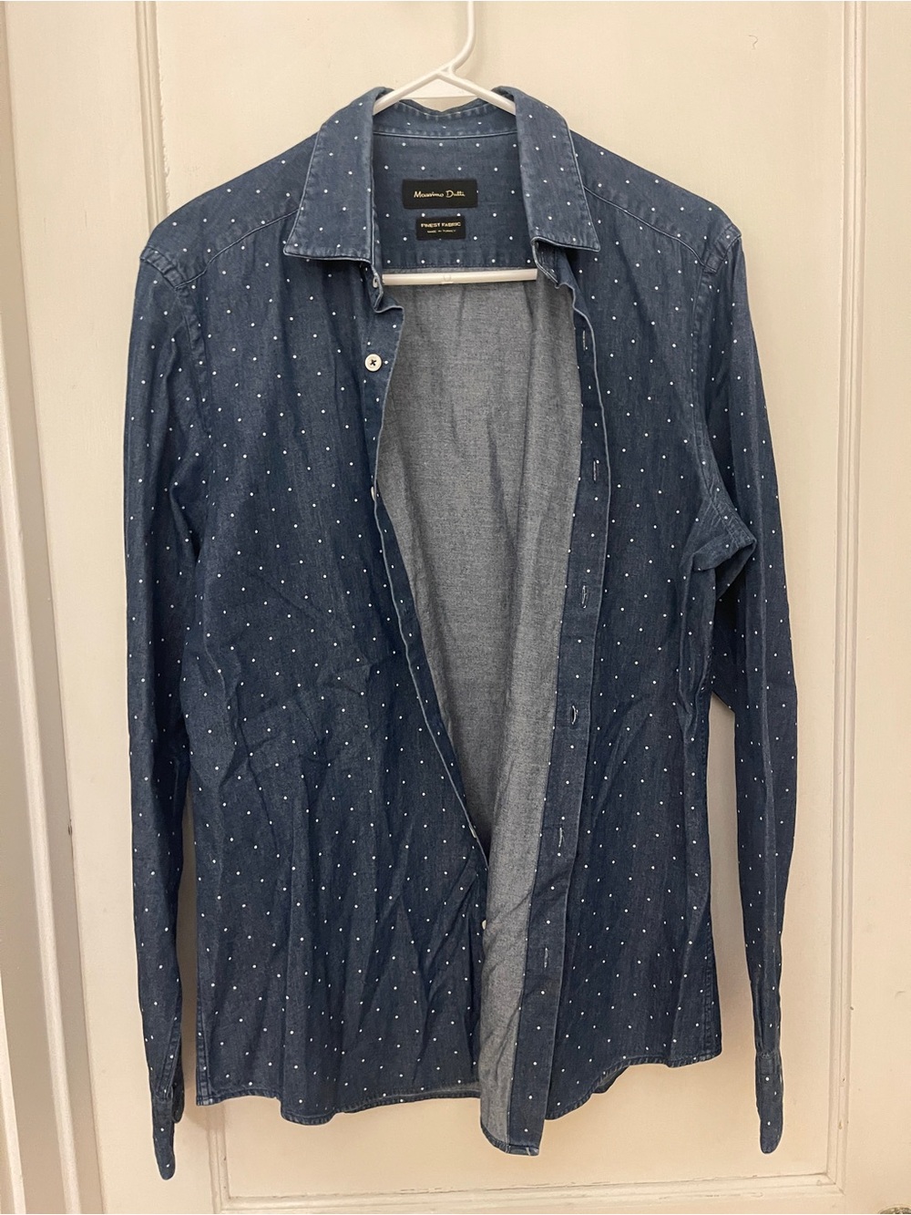 Massimo Dutti Navy Shirt Jacket with White Dot Print